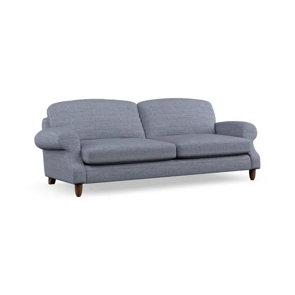 4-Seater Sofa with Scroll Arms - Navy, Fabric