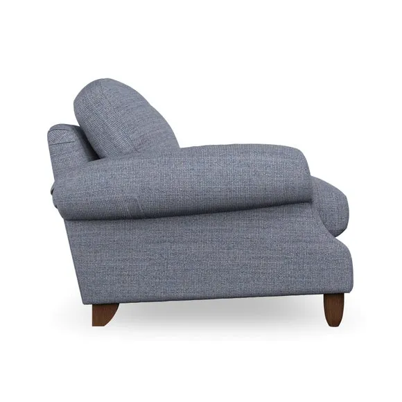 4-Seater Sofa with Scroll Arms - Navy, Fabric