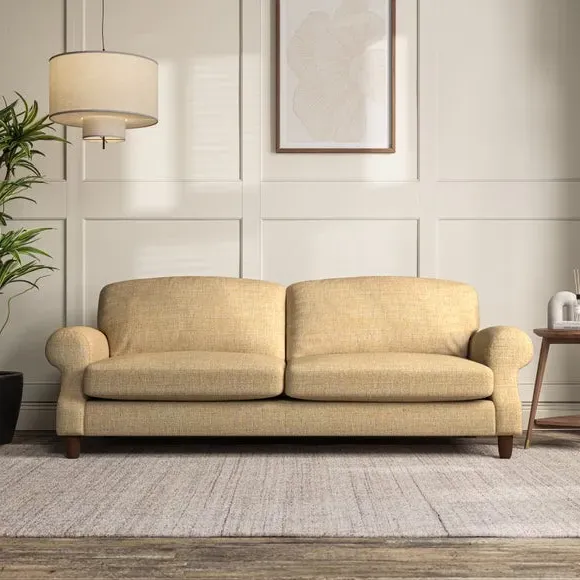 4-Seater Sofa with Scroll Arms - Ochre, Weave