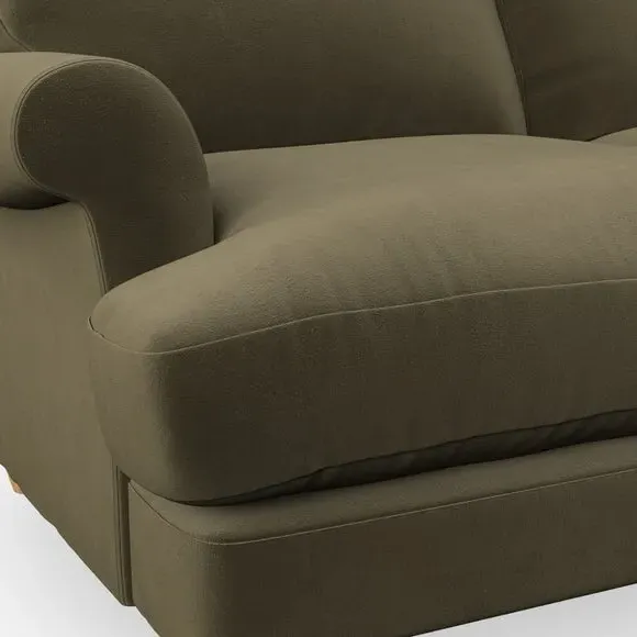 4-Seater Sofa with Scroll Arms - Olive
