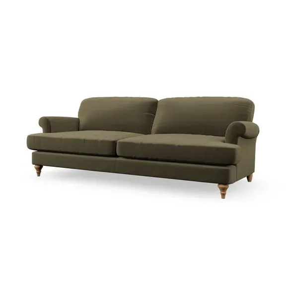 4-Seater Sofa with Scroll Arms - Olive
