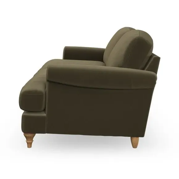 4-Seater Sofa with Scroll Arms - Olive