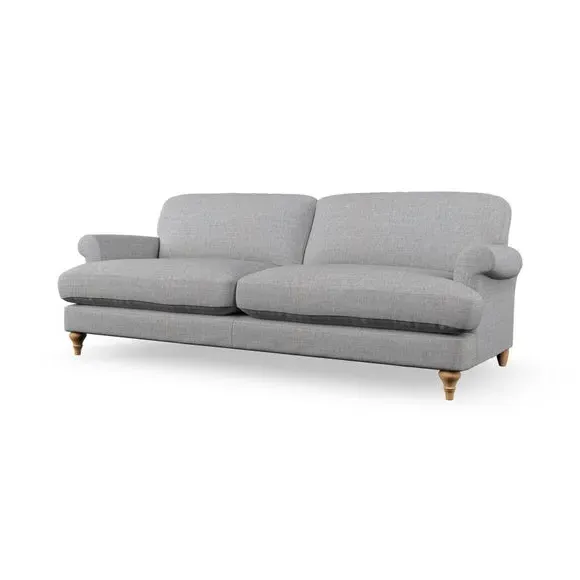 4-Seater Sofa with Scroll Arms - Silver