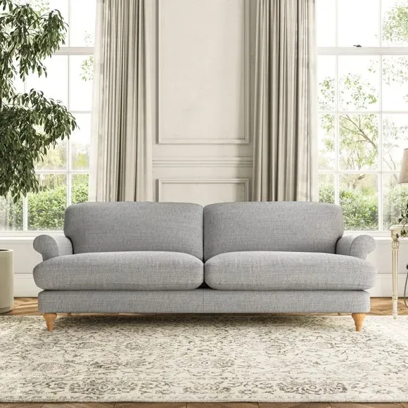 4-Seater Sofa with Scroll Arms - Silver
