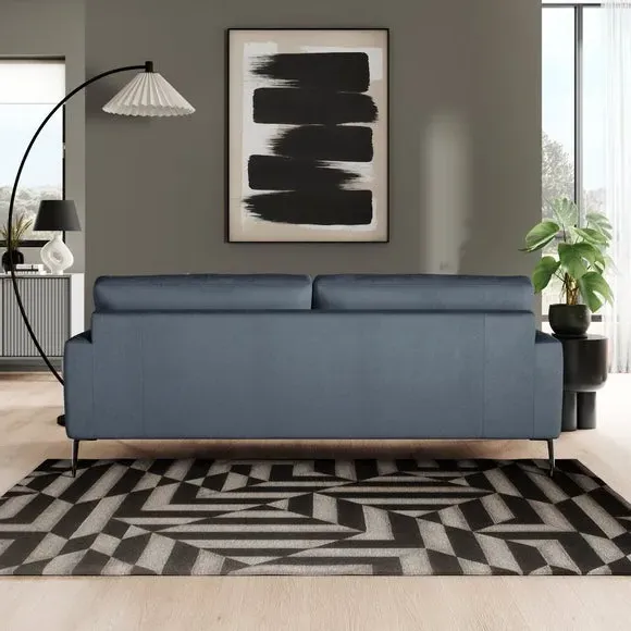 4-Seater Sofa with Square Arms - Denim, Velvet