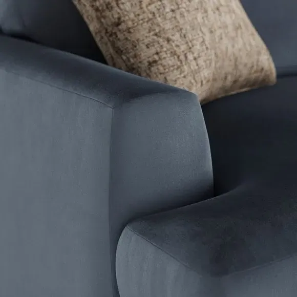 4-Seater Sofa with Square Arms - Denim, Velvet