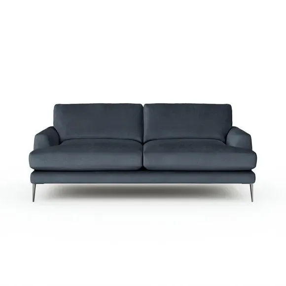 4-Seater Sofa with Square Arms - Denim, Velvet