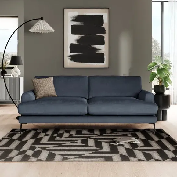 4-Seater Sofa with Square Arms - Denim, Velvet image