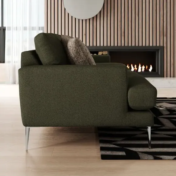 4-Seater Sofa with Square Arms - Forest, Boucle