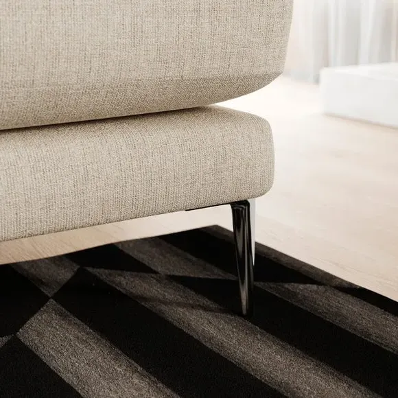 4-Seater Sofa with Square Arms - Natural, Fabric