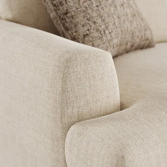 4-Seater Sofa with Square Arms - Natural, Fabric