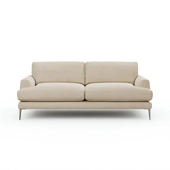 4-Seater Sofa with Square Arms - Natural, Fabric