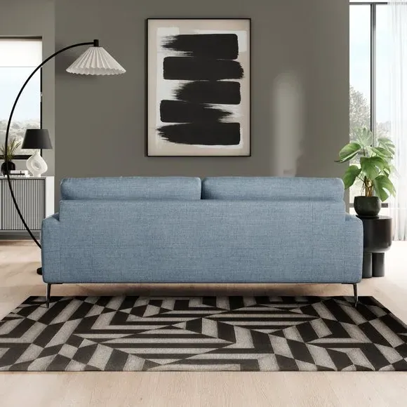 4-Seater Sofa with Square Arms - Navy, Fabric