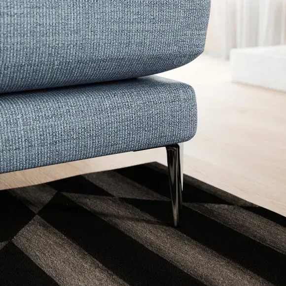 4-Seater Sofa with Square Arms - Navy, Fabric
