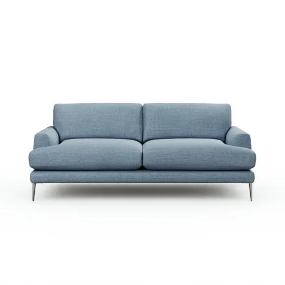 4-Seater Sofa with Square Arms - Navy, Fabric