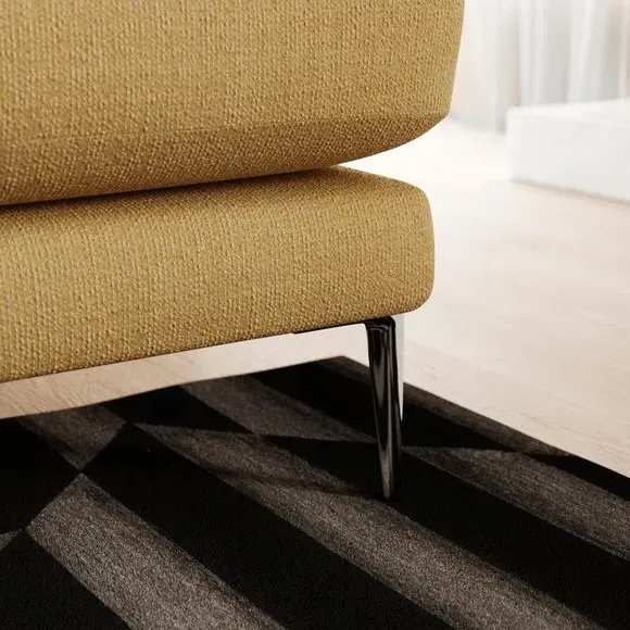 4-Seater Sofa with Square Arms - Ochre, Fabric