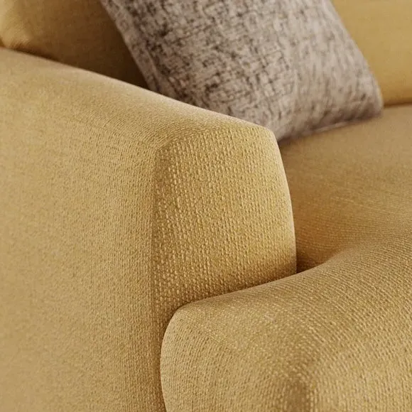 4-Seater Sofa with Square Arms - Ochre, Fabric