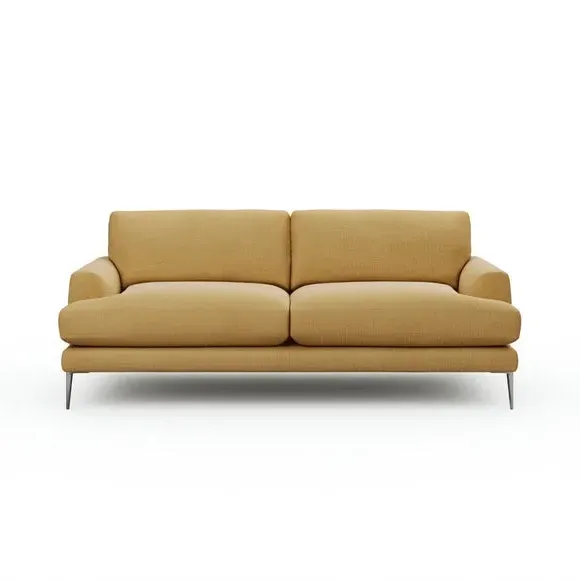 4-Seater Sofa with Square Arms - Ochre, Fabric