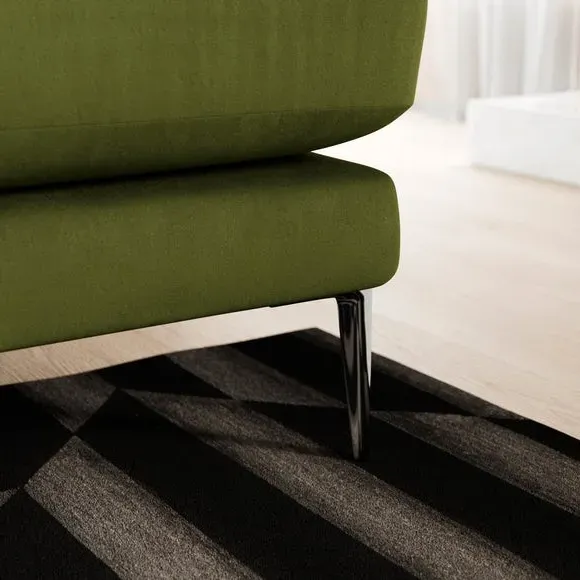 4-Seater Sofa with Square Arms - Olive, Velvet