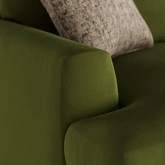 4-Seater Sofa with Square Arms - Olive, Velvet
