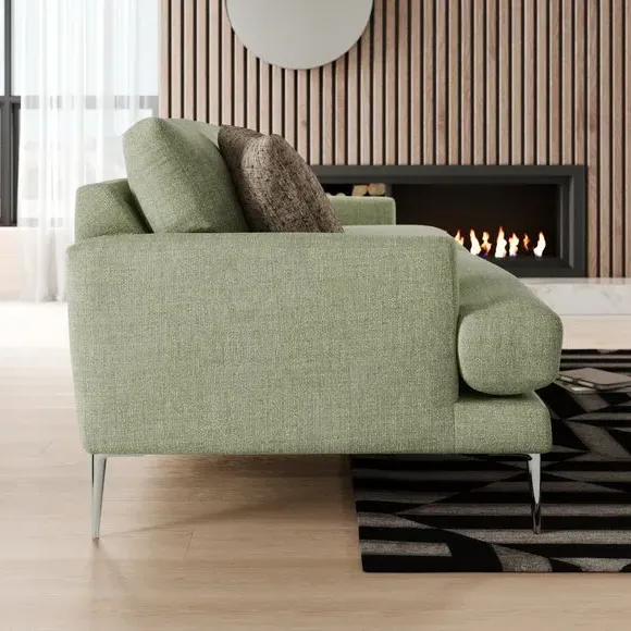 4-Seater Sofa with Square Arms - Sage, Fabric