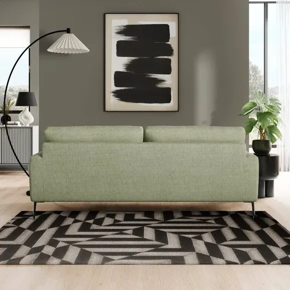 4-Seater Sofa with Square Arms - Sage, Fabric