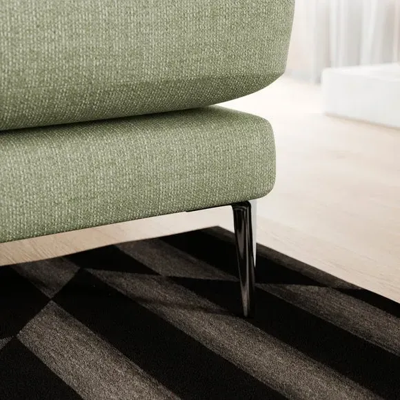 4-Seater Sofa with Square Arms - Sage, Fabric