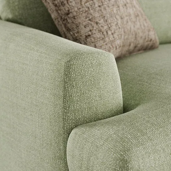 4-Seater Sofa with Square Arms - Sage, Fabric