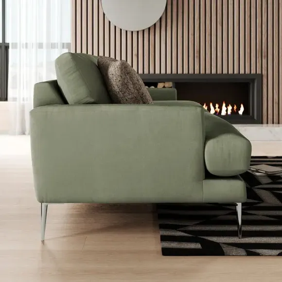 4-Seater Sofa with Square Arms - Sage, Velvet