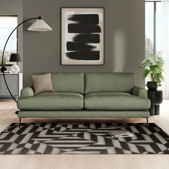 4-Seater Sofa with Square Arms - Sage, Velvet