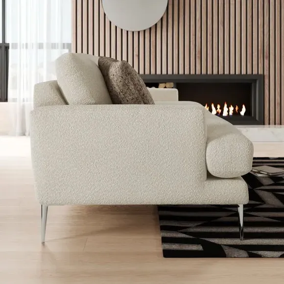 4-Seater Sofa with Square Arms - Sandstone, Boucle