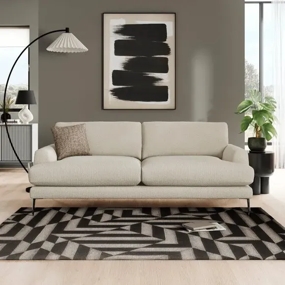 4-Seater Sofa with Square Arms - Sandstone, Boucle