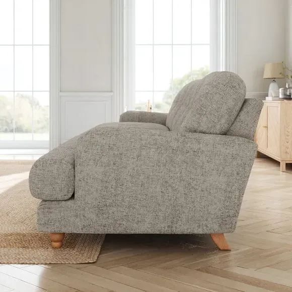 4-Seater Sofa with Wooden Legs - Mushroom, Chenille