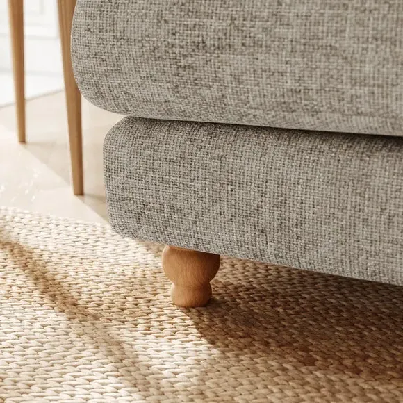 4-Seater Sofa with Wooden Legs - Mushroom, Chenille