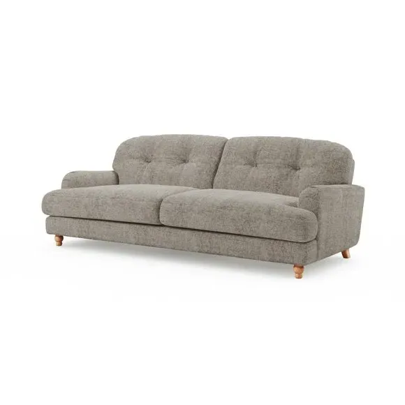 4-Seater Sofa with Wooden Legs - Mushroom, Chenille