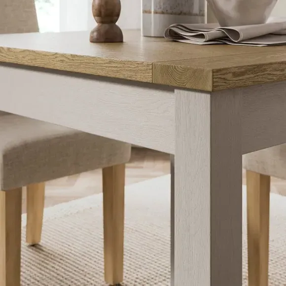 4-Seater Square Dining Table - Stone, Oak Effect