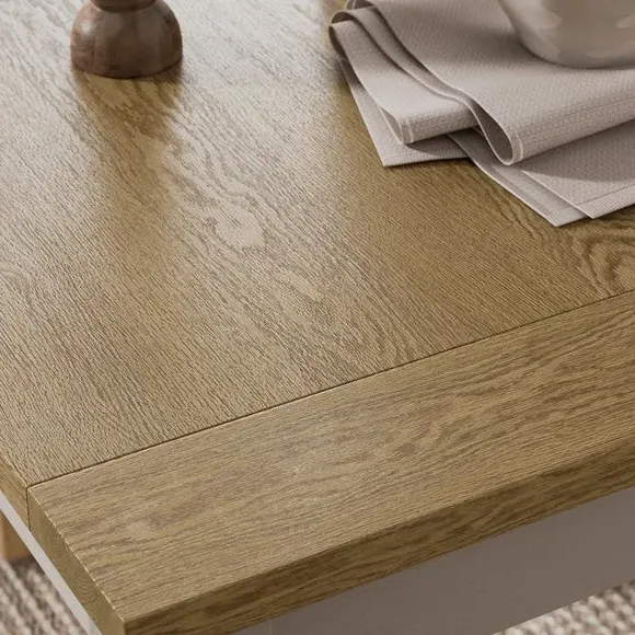4-Seater Square Dining Table - Stone, Oak Effect