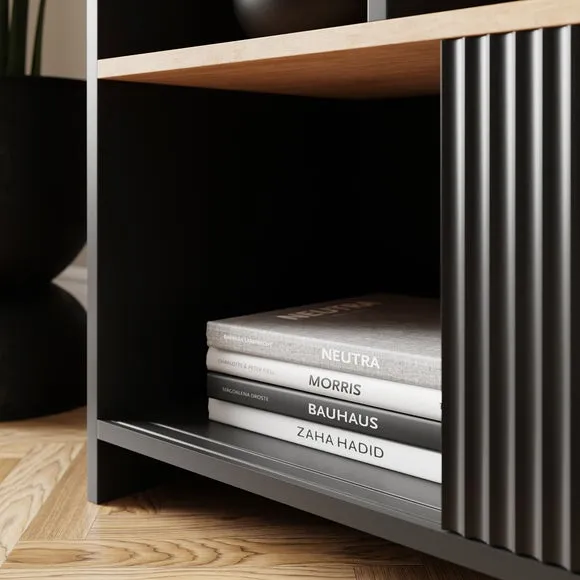 4-Shelf Bookcase with Storage - Black, Wood