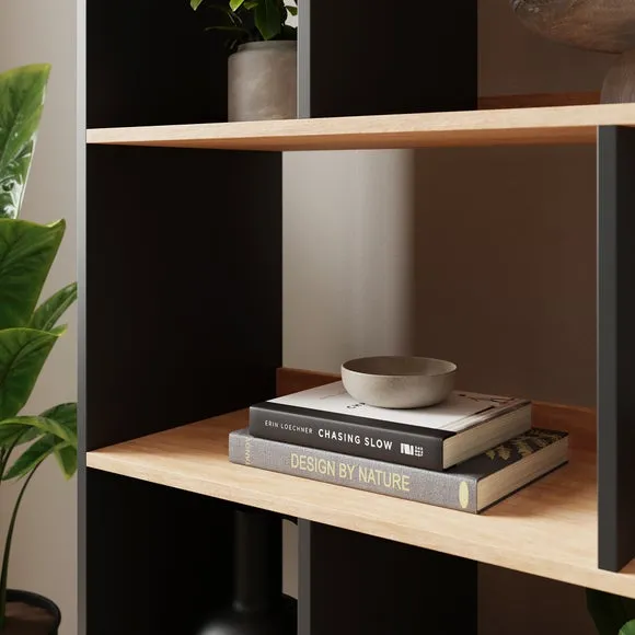 4-Shelf Bookcase with Storage - Black, Wood