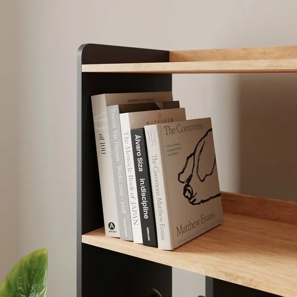 4-Shelf Bookcase with Storage - Black, Wood