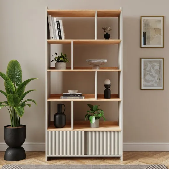4-Shelf Bookcase with Storage - Natural, Wood