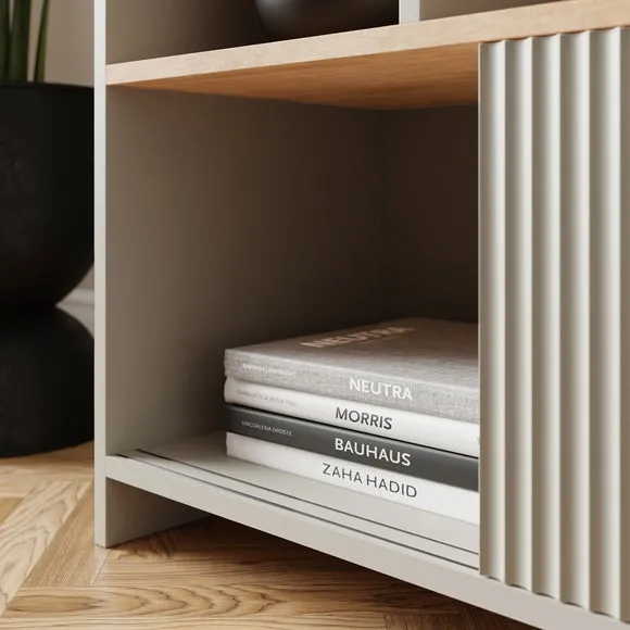 4-Shelf Bookcase with Storage - Natural, Wood
