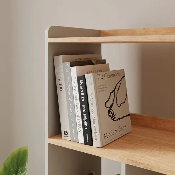 4-Shelf Bookcase with Storage - Natural, Wood