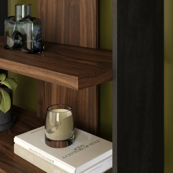 4-Shelf Open Bookcase - Walnut, Wood