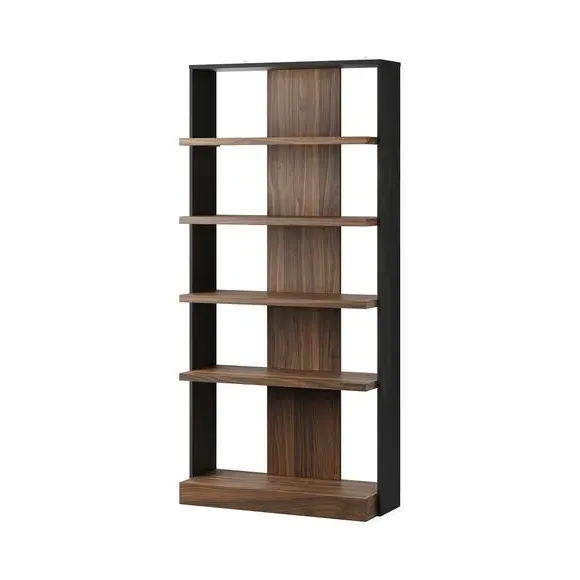 4-Shelf Open Bookcase - Walnut, Wood