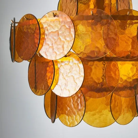 4-Tier Disc Pendant Light - Amber, Glass