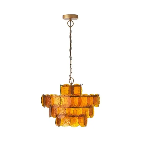 4-Tier Disc Pendant Light - Amber, Glass