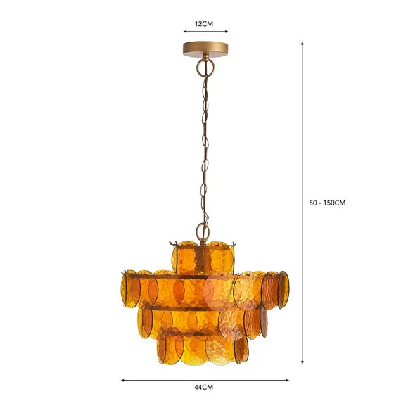 4-Tier Disc Pendant Light - Amber, Glass
