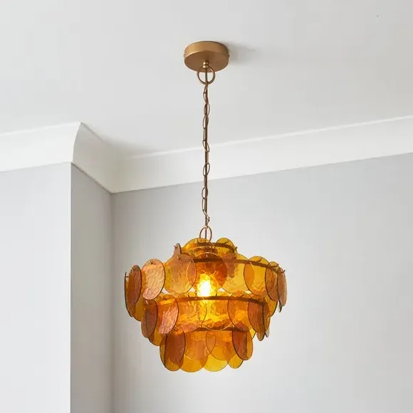 4-Tier Disc Pendant Light - Amber, Glass image