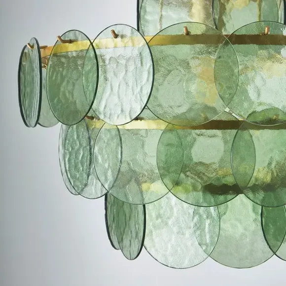 4-Tier Disc Pendant Light - Olive, Glass
